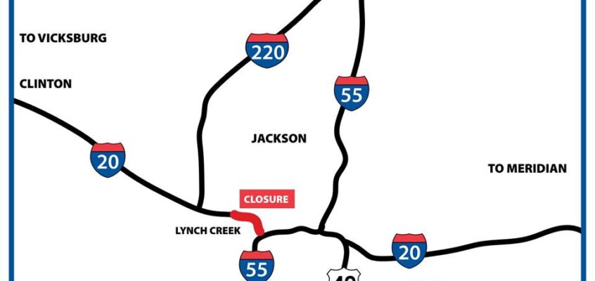 Beginning tomorrow, portions of I-20 in Jackson to be closed for repairs